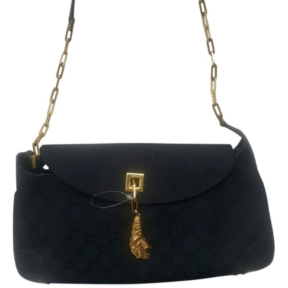 GUCCI TOM FORD Black Suede Flap Med Bag Chain RARE - Picture 12 of 13